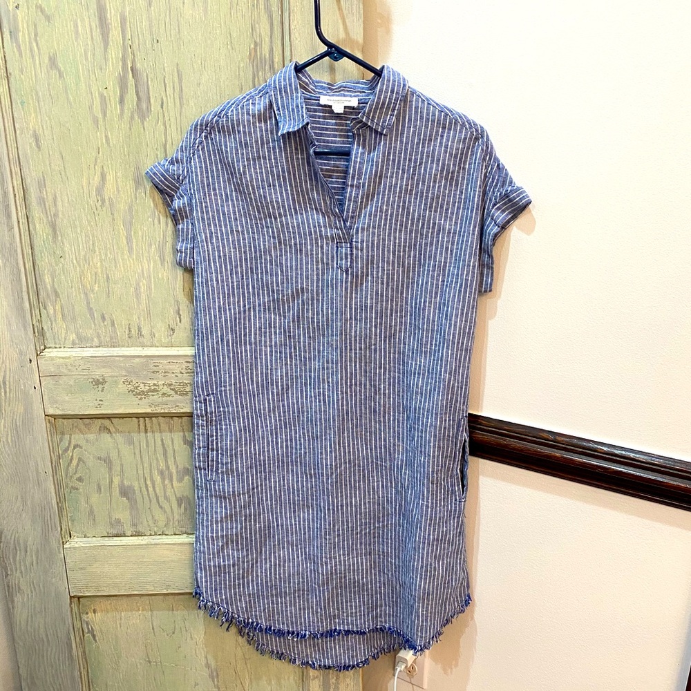 Beachlunchlounge raw hemmed pinstripe dress XS